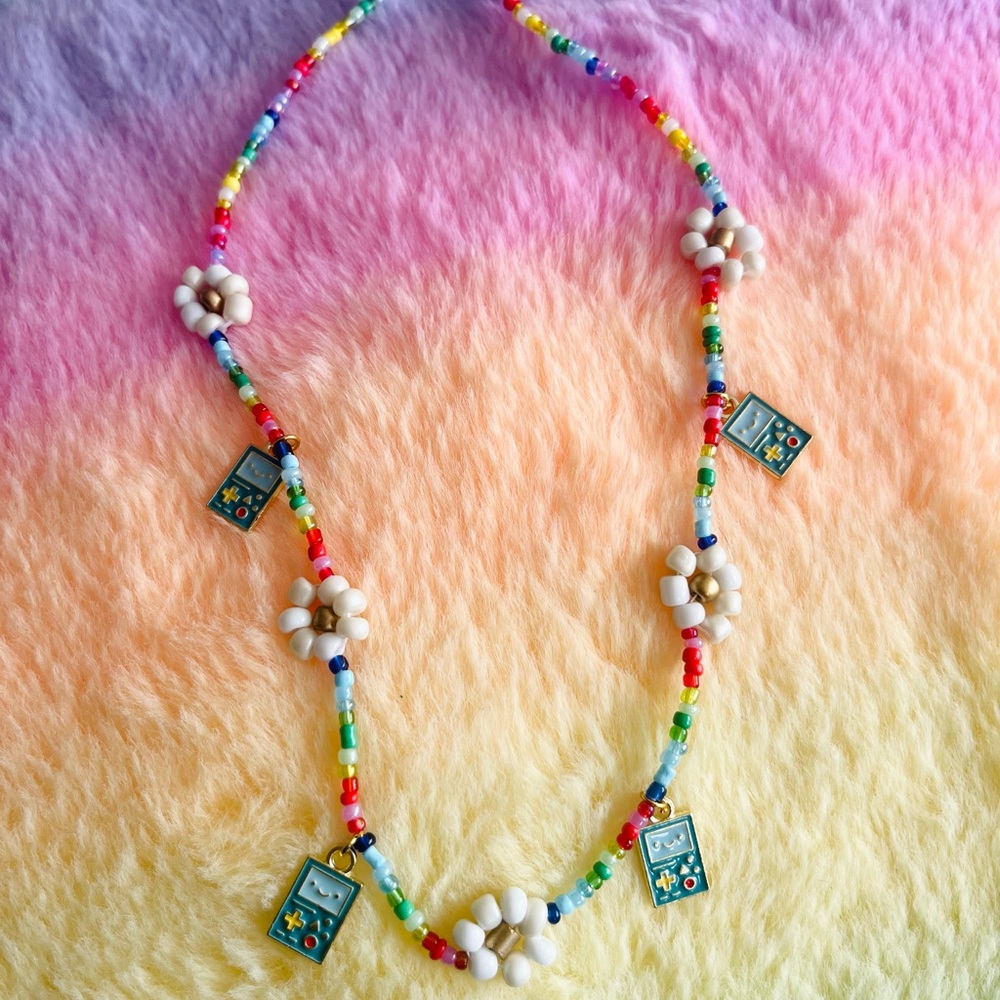 BMO adventure time hand beaded charm necklace
